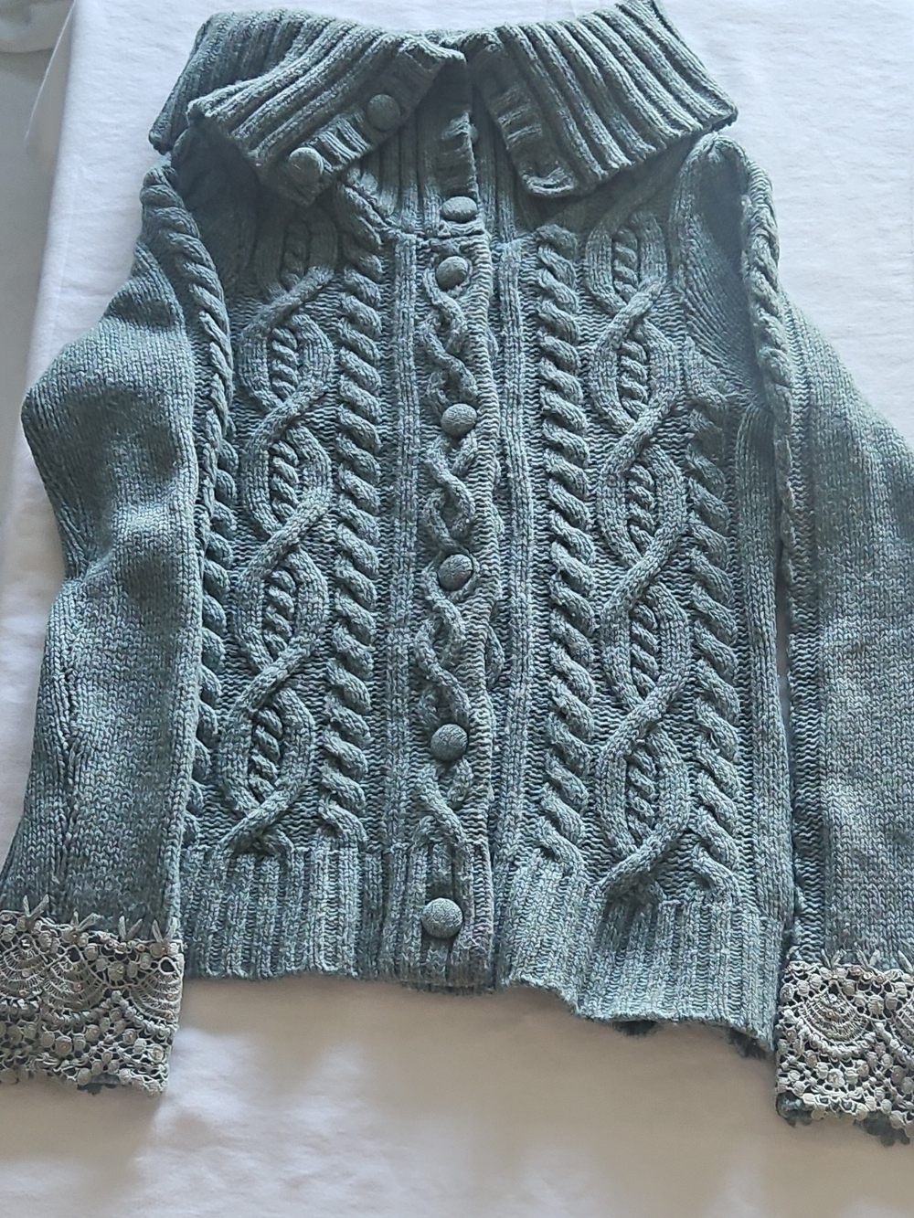 Sleeping On Snow For Anthropologie Cable Knit Button-Front Sweater Cardigan
